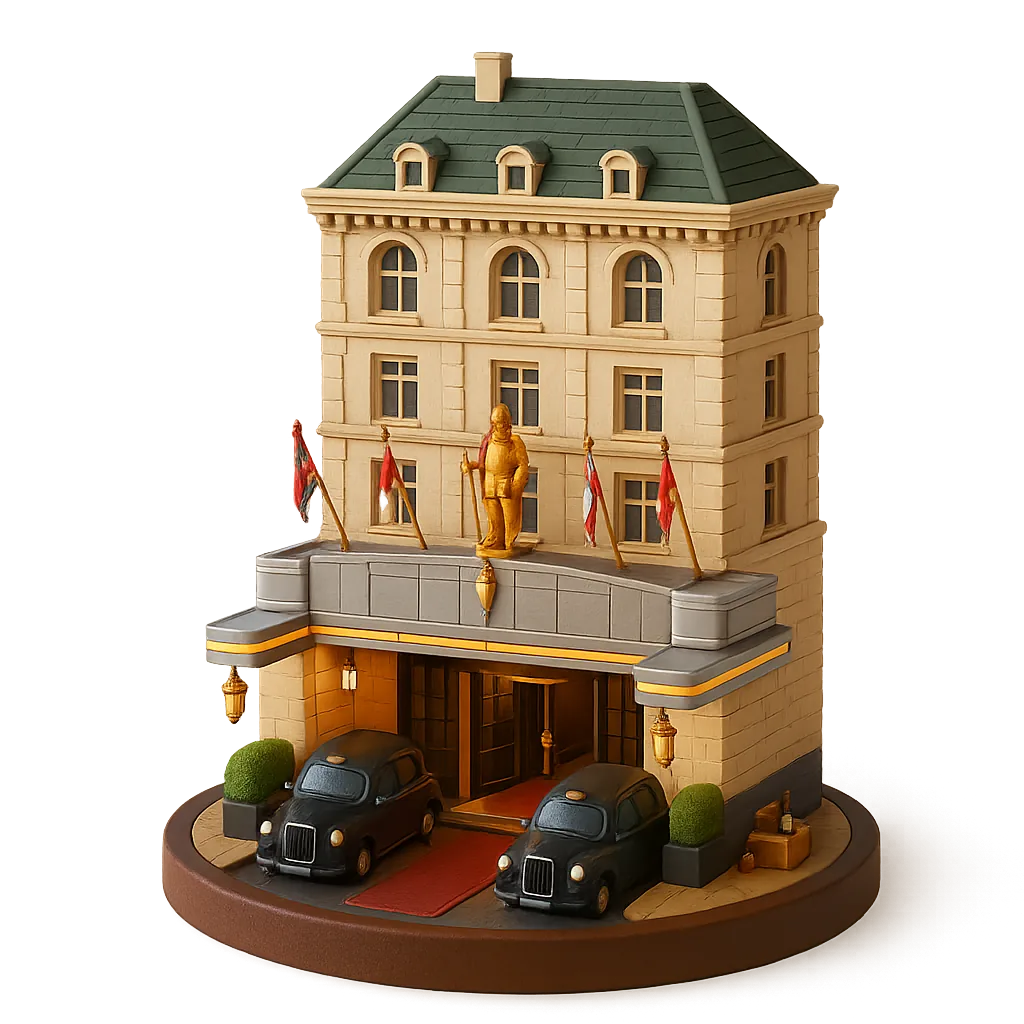 The Savoy, London, as a stylised 3D miniature