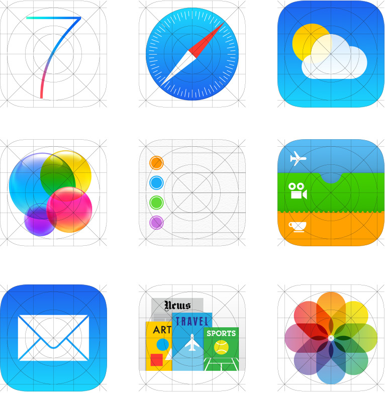 Official Apple iOS 7 icon grid