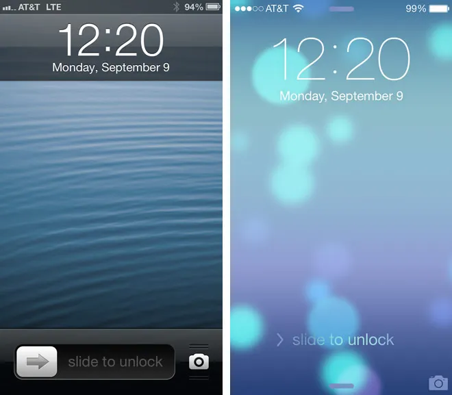 Lock screen iOS 6 and iOS 7
