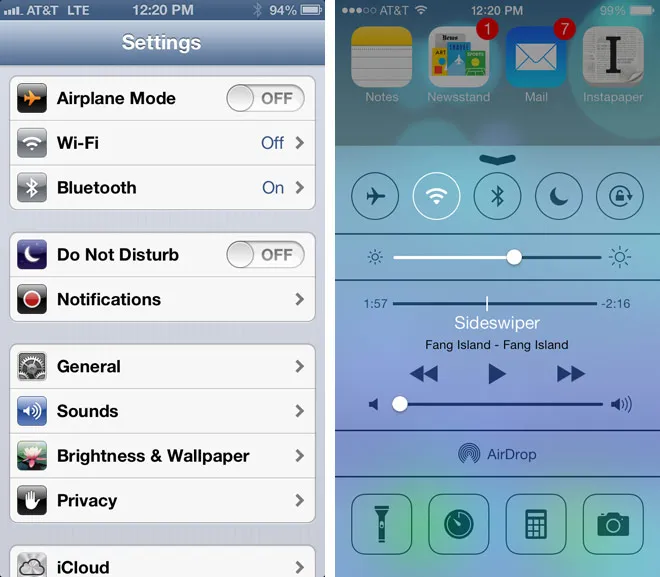 Control Center iOS 7