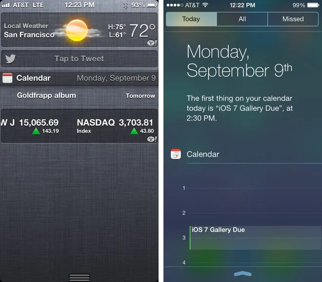 Notification Center iOS 6 and iOS 7