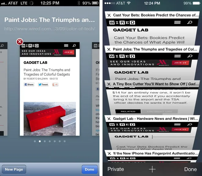 Safari iOS 6 and iOS 7