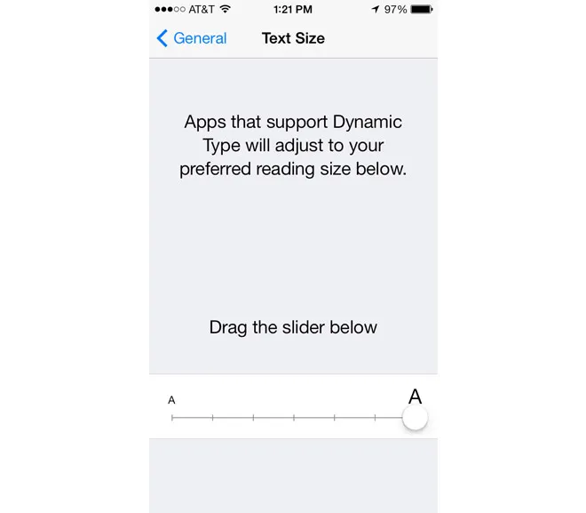 Text size settings iOS 6 and iOS 7