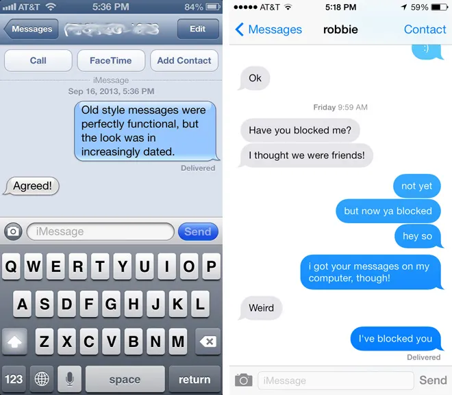 Messages iOS 6 and 7
