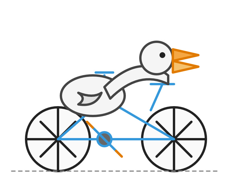 Pelican on a bicycle drawn by o3