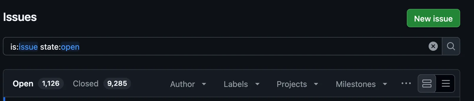 EasyList GitHub issues: 1,126 open, 9,285 closed