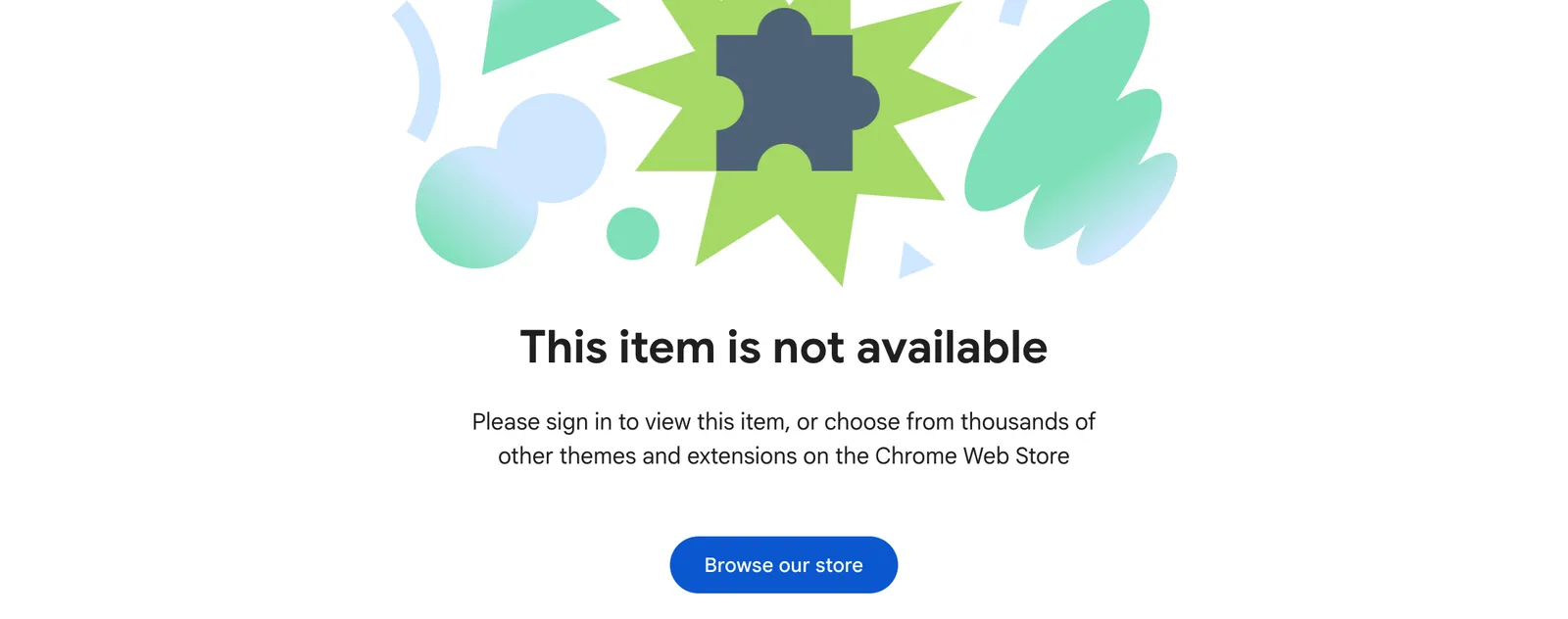 Chrome Web Store page for uBlock Origin: This item is not available
