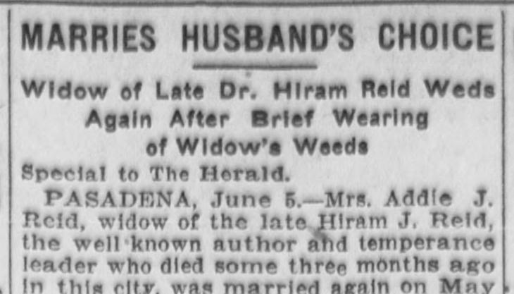 Los Angeles Herald: Marries husband's choice