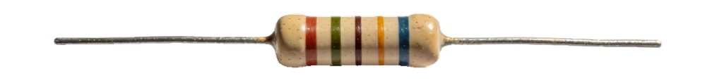A single small electronic resistor on white