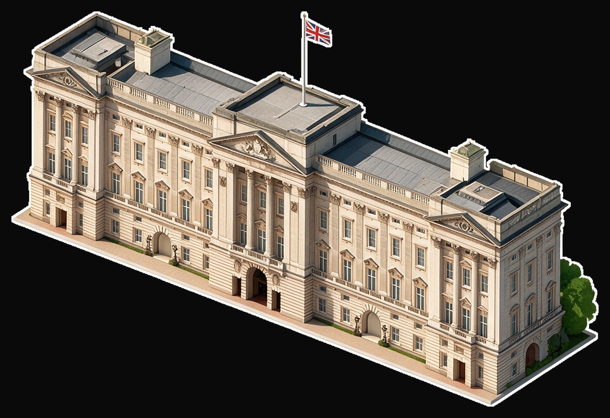 Buckingham Palace, drawn and cut out