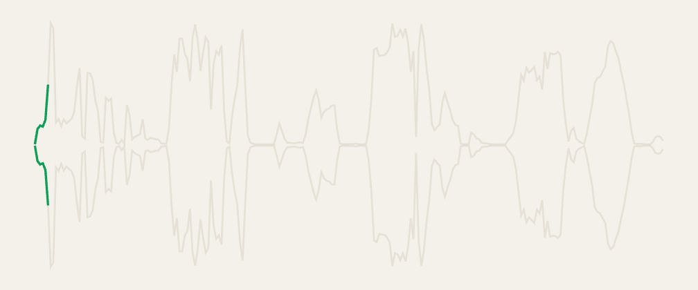 A baby's laugh drawn as a waveform, playing through in green