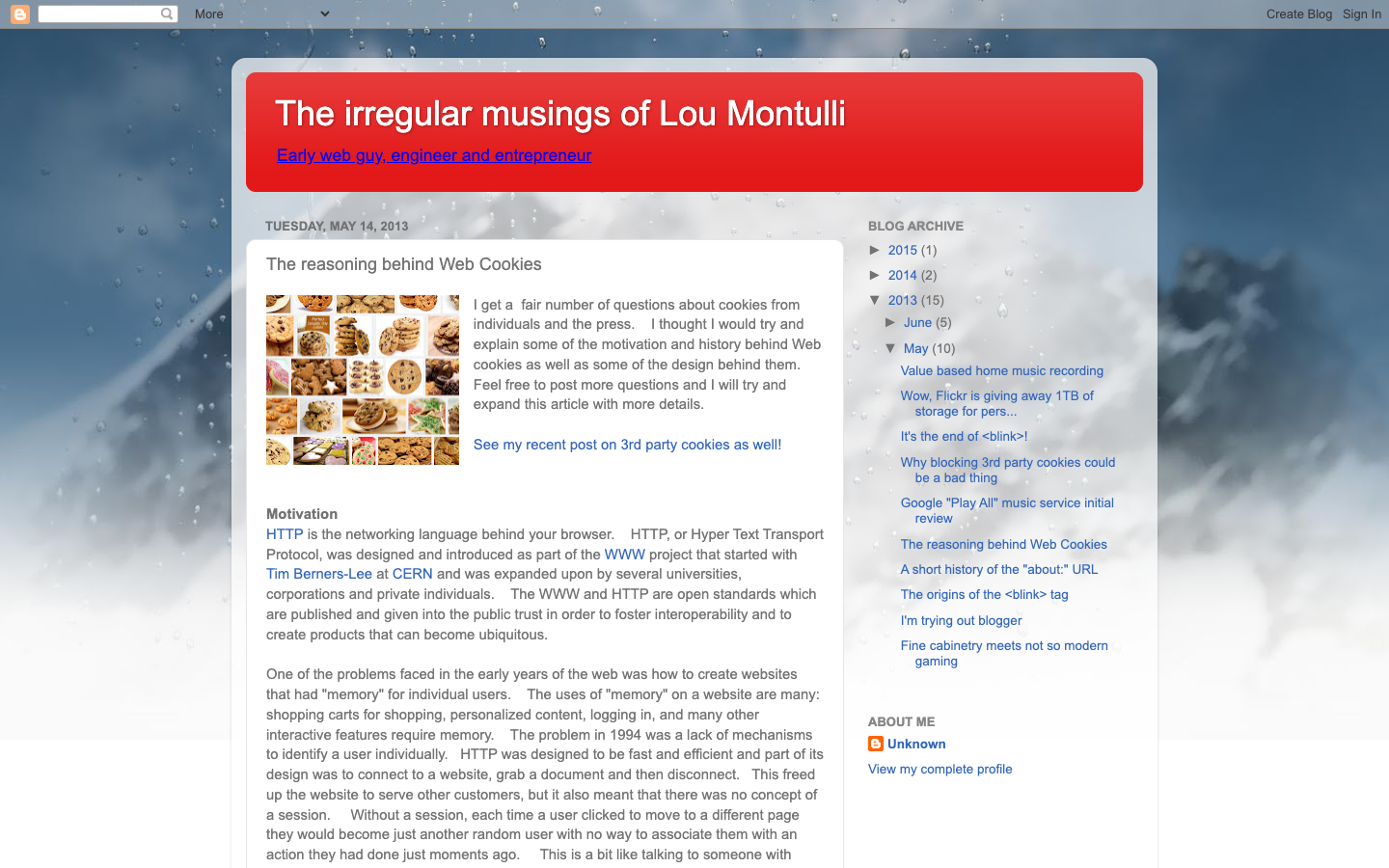 Montulli's own blog, May 2013: 