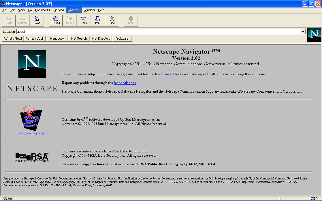 Netscape Navigator 2, by then the browser most people used to see the web, and the one that carried cookies to them.