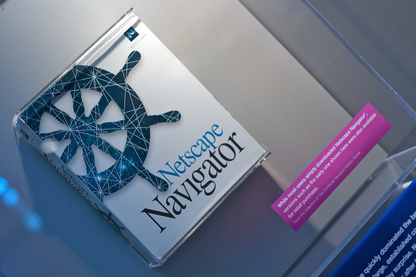 Netscape Navigator in its box, at the Computer History Museum.