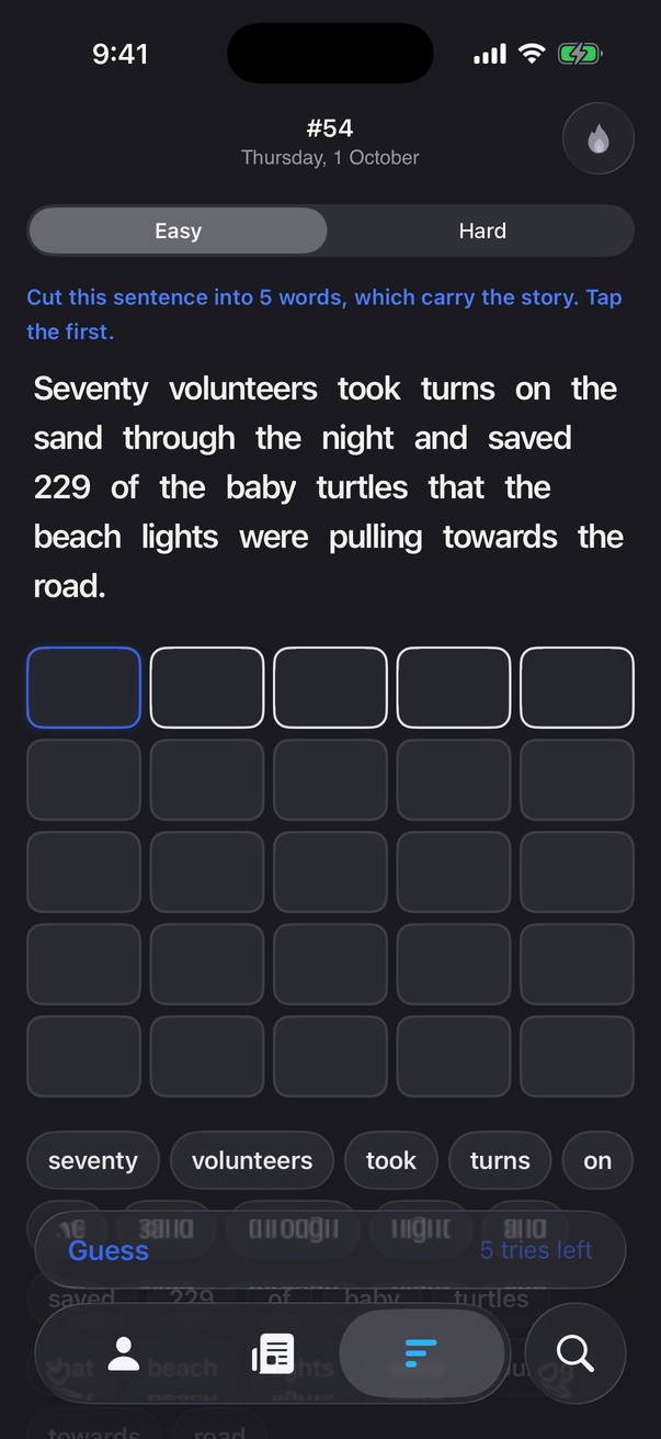 The game in dark mode