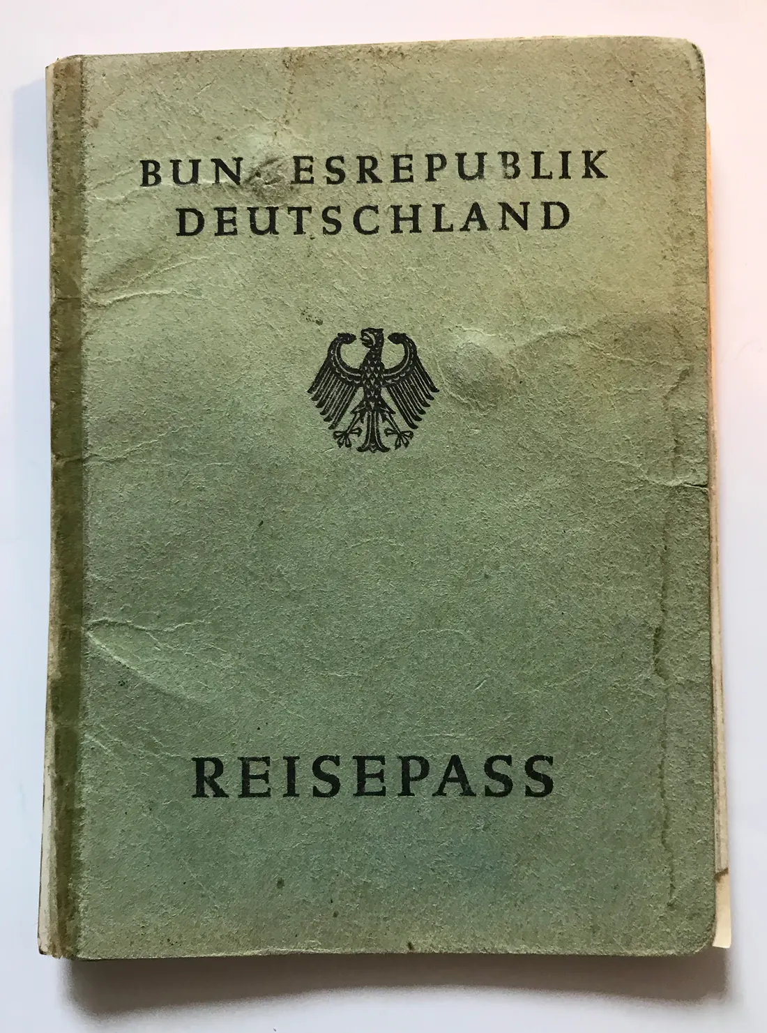 West German passport, 1952, green cloth with a black eagle