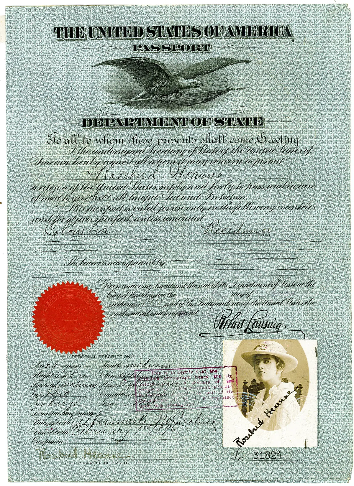 United States passport, 1918