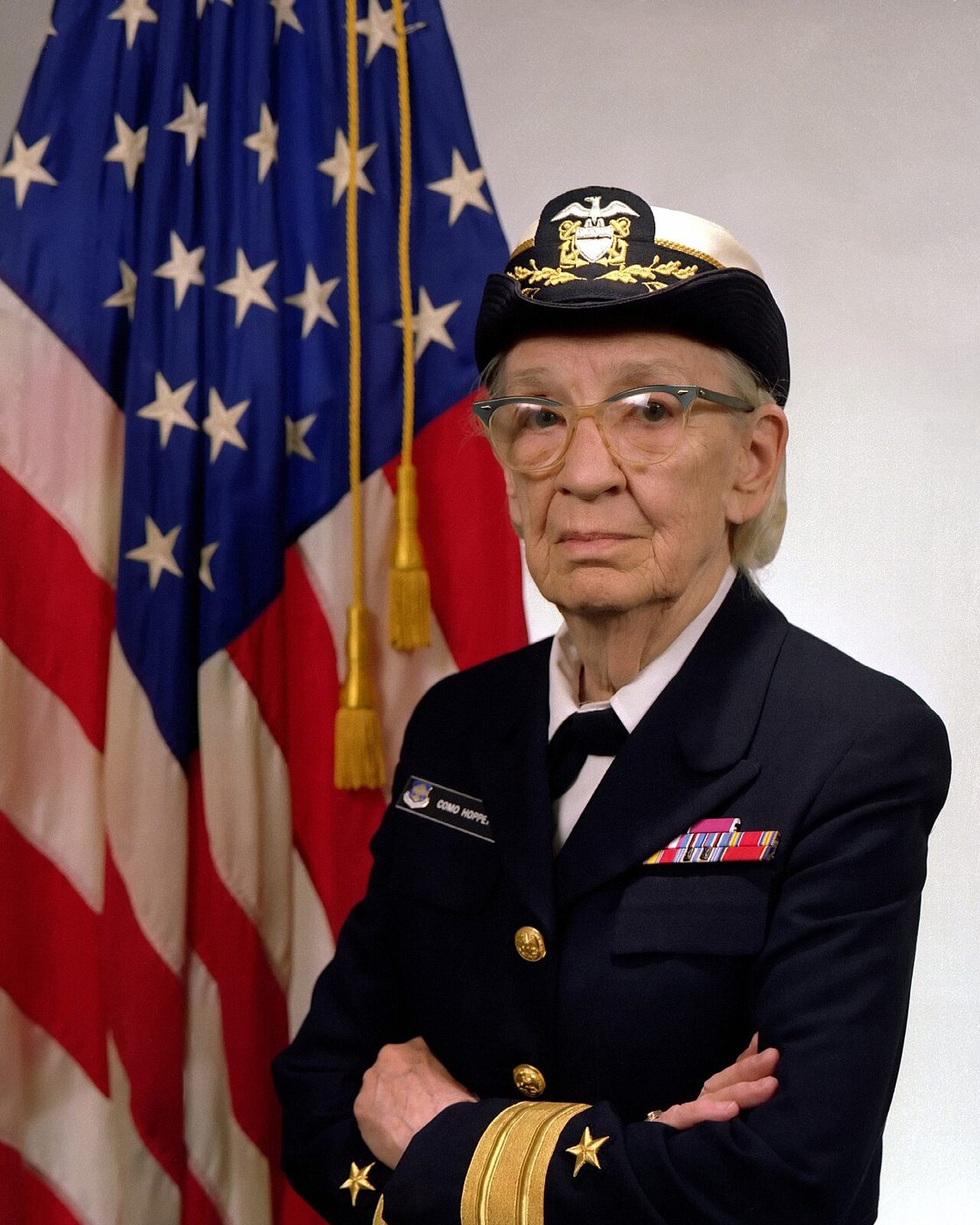 Official portrait of Grace Hopper in naval uniform