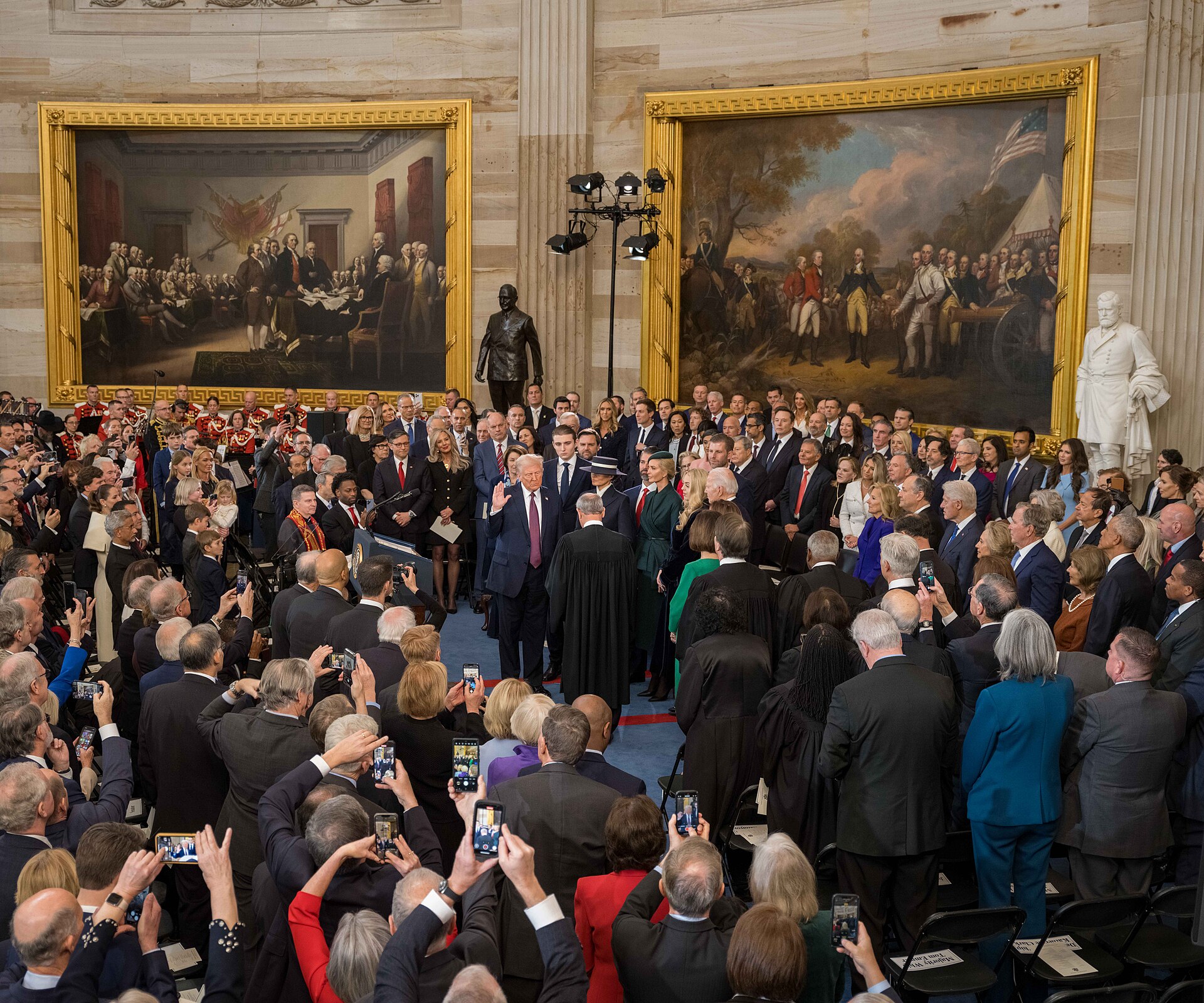 Donald Trump takes the oath of office in the Capitol Rotunda, January 2025