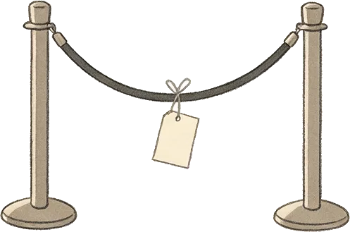 an airport queue rope with a price tag hanging from it